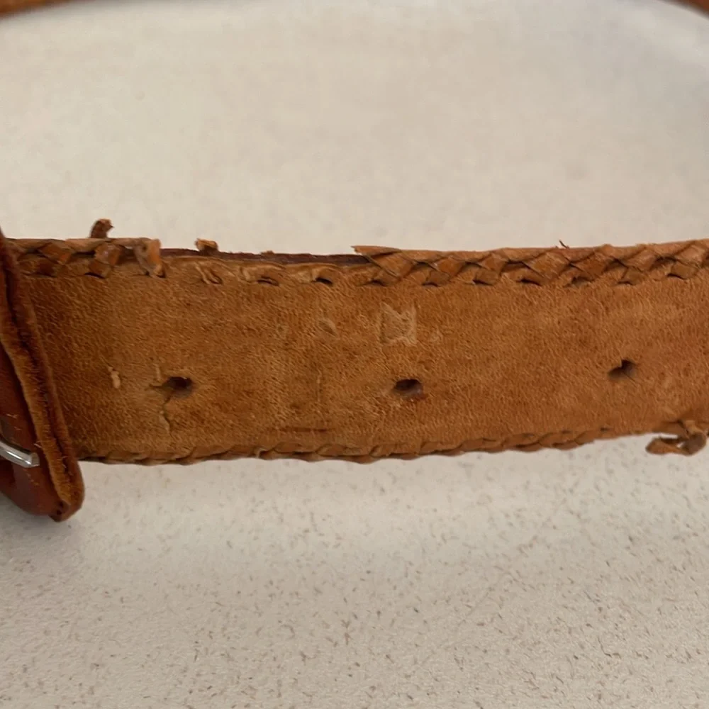 Vintage Guatemalan Woven Leather Belt Youth Small